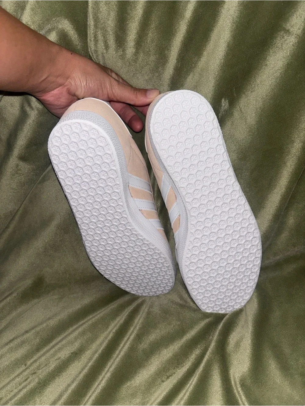 adidas Kids Suede Sneakers in Pale Peach with White Stripes